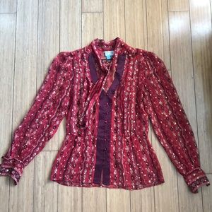 FREE PEOPLE - NWOT Plenty Silk Boho Blouse